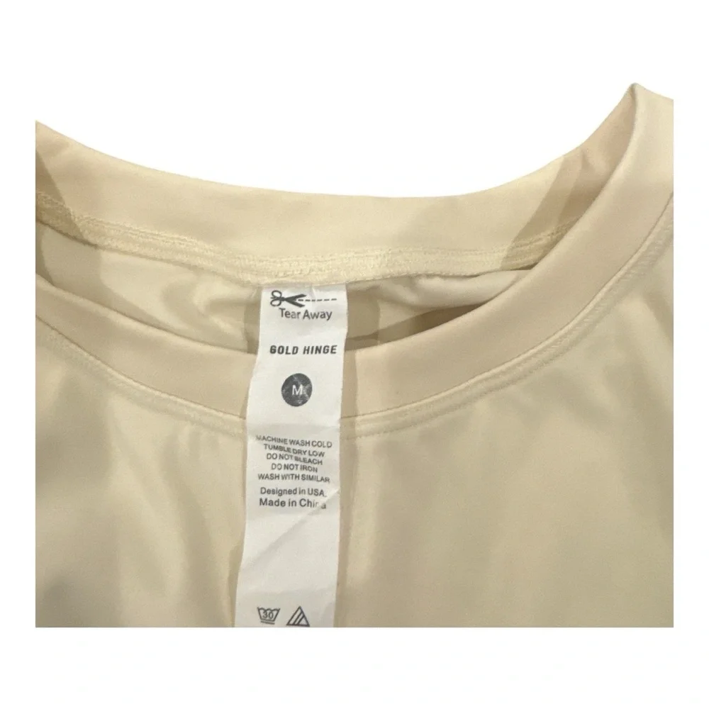 Gold Hinge Women’s Ruched Scrunch Tank Crop Size S Cream Top - Picture 3 of 4